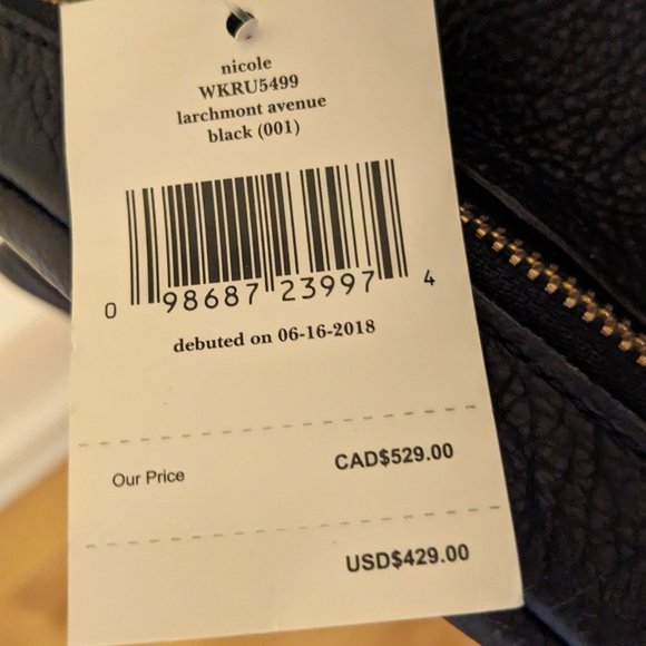 Kate Spade - Medium Black Pebble Leather Backpack w/ Gold Hardware (NWT) - Picture 4 of 5